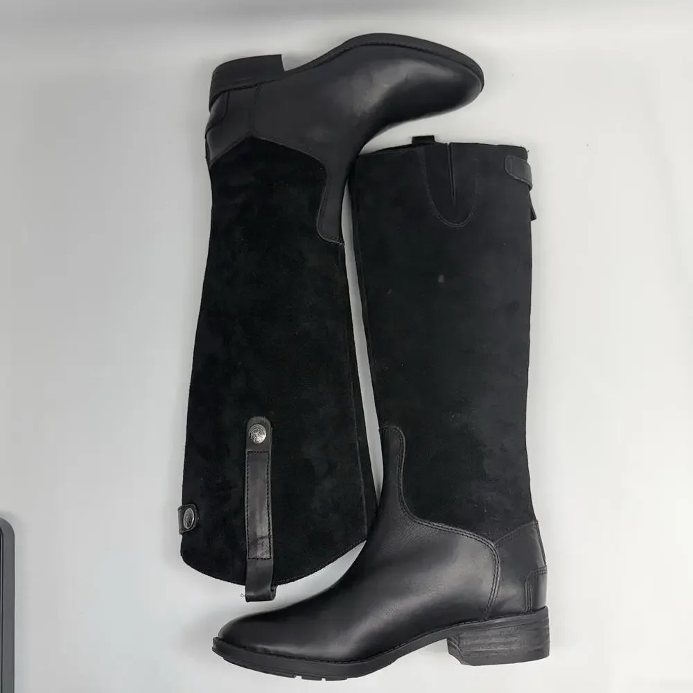 Sam Edelman Black Leather Suede Riding Boots Classic Size 5.5 Equestrian Preppy